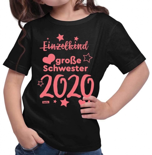Einzelkind Große Schwester 2020 Sterne Mädchen T-Shirt // 14 Farben, 104 - 164 