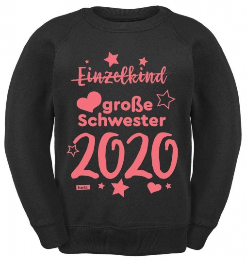 Einzelkind Große Schwester 2020 Sterne Kinder Sweater // 16 Farben, 104 - 164 