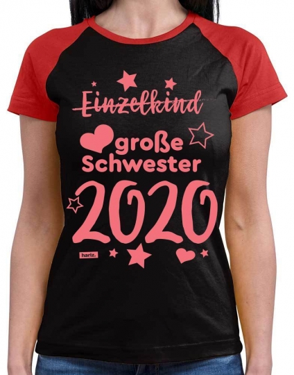 Einzelkind Große Schwester 2020 Sterne Damen Baseball Shirt // 9 Farben, XS-4XL 